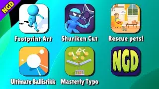 Footprint Art, Shuriken Cut, Rescue pets!, Ultimate Ballistikk, Masterly Typo | New Games Daily