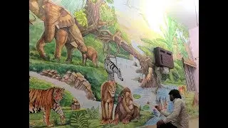 #nskumbarart Wall painting | jungle wall art | mural painting | thoughts on wall