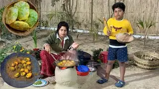 গ্রামবাংলার স্পেশাল প্লেট হাসের ডিমের কারি, মটরশুঁটির কচুরি আর ভাংড়া মাছ ভাজা | Village Cook Up