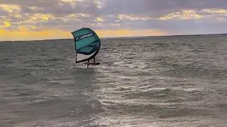 Wing Foil Session under colorful skies and cold water
