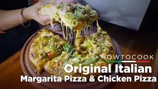 Pizza Margherita & Chicken Pizza | Homemade Recipe with Pesto Twist (Better than Restaurant!)#pizza 