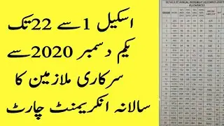 Scale Wise Increase of Annual Increment Chart of December 2020 of Government Employees in Pakistan