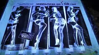 Ultra-Violet dye Bettie Page Tshirt printing with an exposure unit