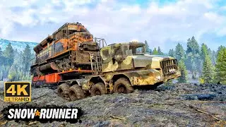 KOLOB 74941 Struggling Towing Train Through Muddy Terrain In SnowRunner Season 15 #snowrunner #truck