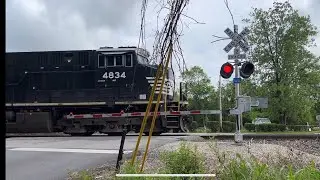 NS 4834 Leads Manifest West | Crawford Rd 4055. Railroad Crossing, Buechel Ave KY