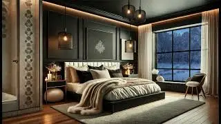 Luxury Winter Retreat: Elegant Cozy Room with Relaxing Music and Snowfall Ambiance