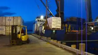 Loading a Coastal Freighter in Port Moller, AK 2010