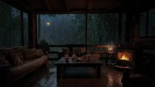 Cabin in the Night ASMR | Burning Fire & Foggy Forest Rain Ambience 💦 &ndash; Perfect for Deep Sleep