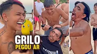 GRILO SAFADÃO PEGOU AR COM O FONHO NA PRAIA 😂😂😂 QUERENDO CORTAR O SEU CABELO