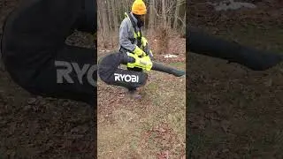 Gathering Leaves Faster with Ryobi Leaf Vacuum Mulcher (Now Wearing Adjustable Harness!)