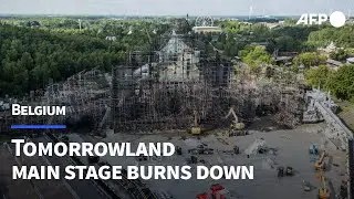 Aftermath of fire destroying main stage at Belgian music festival Tomorrowland | AFP