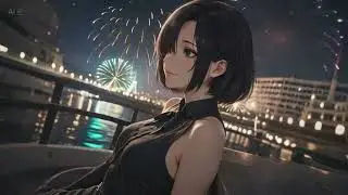 Relaxing Fireworks Lonely Girl Lofi 😌Night Sky Glow & Solitary Tunes🎵lofi hip hop radio 💕Sleep/Study