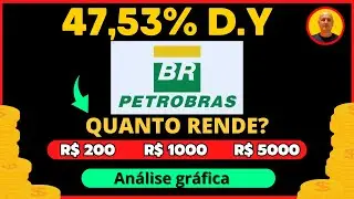 PETROBRAS [PETR3, PETR4],  47,53% DE DIVIDEND YIELD, QUANTO RENDE R$200, R$1000 E R$5000 REAIS?