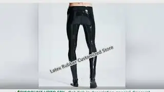 Men Latex Trousers with Socks Two Way Zip Mid Waist 0.4mm Custom Made