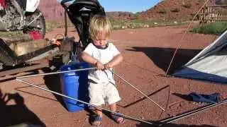 Setting up tent in Moab