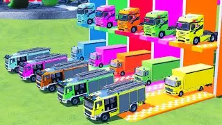 Garage with Colors - ALL MIXER TRUCK WITH DOUBLE FLATBED TRAILER TRUCK, SCANIA, EMERGENCY PACK, FAW