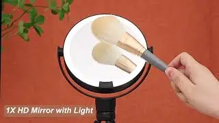Gospire Tripod 4 In 1 Makeup Mirror with Light and Magnification 3 Color & Adjust Travel Mirror