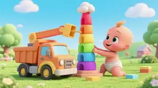 Baby Truck Builds a Rainbow Tower | Fun Nursery Rhymes & Kids Songs