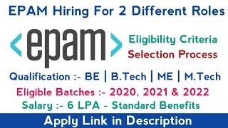 EPAM Hiring For Software Engineer & Automation Engineer Roles | Selection Process | Eligibility