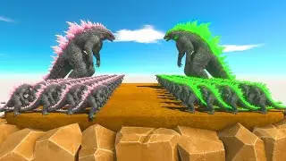 Power Level Growing Godzilla Green Evolved vs Godzilla Evolved Pink - ARBS