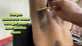 Unique underarm shave slow motion ASMR straight razor for boys trending 
