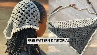 30 Minutes Crochet bandana Tutorial + Free pattern
