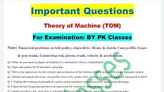 Theory of machine important questions# RGPV Exam Questions TOM#Theory of machine important Questions
