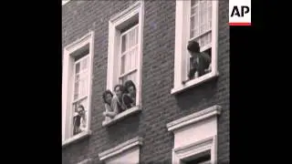 CAN 004 RIOT IN LONDON AS FASCIST LEADER COLIN JORDAN AND WIFE ARRIVE TO MOVEMENT'S HEADQUARTERS
