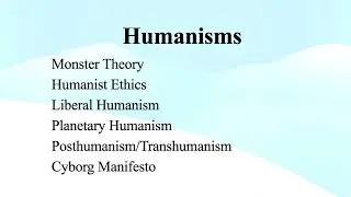 Humanism, Humanist Ethics, Liberal Humanism, Planetary Humanism, Posthumanism, Cyborg