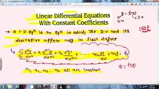 Linear Ordinary Differential Equation with constant coefficient -1-  Complimentary Function