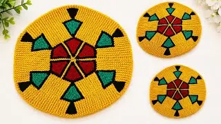 Vibrant Mandala Knotted Door Mat | Knitting Doormat #224
