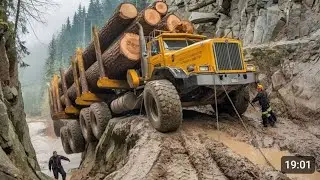 Extreme Logging Truck In Action Massive Heavy Equipment At Work In The Forest Gadi wala Game 