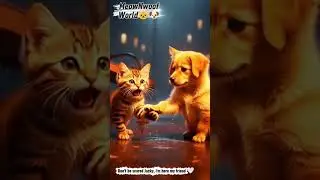 Cute kitten🐱kind puppy🐶true friendship🐾❤ #shorts #cat #viral #puppy #kids  #friendship #love #meow