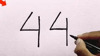 How To Draw Lion King Using Number 44 l Easy Lion Drawing Tutorial l Number Drawing l Basic Drawing