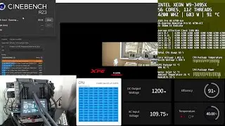 56 Cores 112 Threads 4.2 GHz looping Cinebench (Intel Xeon w9-3495X)