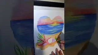 Sea. Graphics. #sea #sky #waves #beach #starfish #coloredpencils #coloredpencil #graphics #sketch