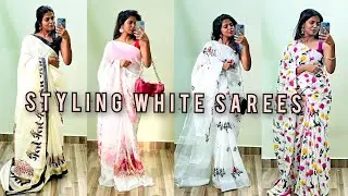 Pinterest inspired white saree looks😍 || Haul+Styling || HARINI SI