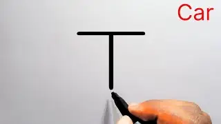 How To Draw A Car From Letter T Step By Step Easy Drawing | Car Drawing Tutorial | Online Drawing