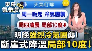 明晚「強烈冷氣團」襲！ 斷崖式降溫「局部10度↓」【東森氣象讚】