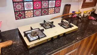 Glen CT1035 Ulta slim apricot glass gas stove (best 3 burner gas stove) in 11k #Glen