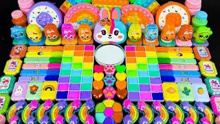 Slime ASMR🌈 Mixing Rainbow Rabbit Slime with Clay, Charm & Glitter | Mixing Random Into Glossy Slime