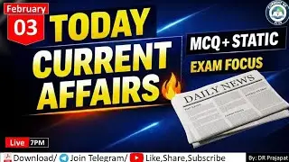 02 Feb.2026 Daily Current Affairs रोज़ाना सुबह की ताज़ा खबरें Top10 Current Affairs & Static GK MCQ 