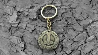 Personalized Thor Hammer Keychain - Mjolnir Keychain with Custom Engraving and Runes