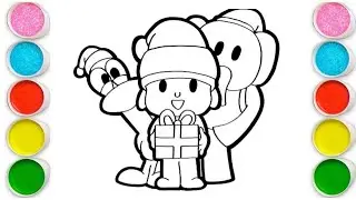 Cute Pocoyo draw together, easy drawing, painting and Coloring drawing for kids and toddlers 🚸🎨🎭