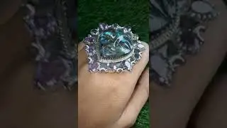 Adjustable Size Labradorite Ring,Sterling Silver 925, Moon Face Ringh,