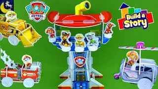 New Paw Patrol Toys Build A Story Lookout Tower Pup Vehicles Marshall Chase Toy Video!