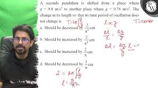 A seconds pendulum is shifted from a place where \( g=9.8 \mathrm{~...