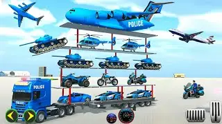 Police Plane Transporter Game | Ride Police Motorcycle & Fly Police Airplane  - Games