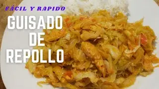 COL O REPOLLO GUISADO con Pollo Receta de Comida Saludable y Del&iacute;ciosa 😋