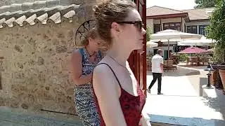 Hadrian's Gate and other side of old town Antalya, T&uuml;rkiye.